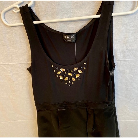 BCBG Paris Satin Jeweled Cocktail Dress - Picture 10 of 13